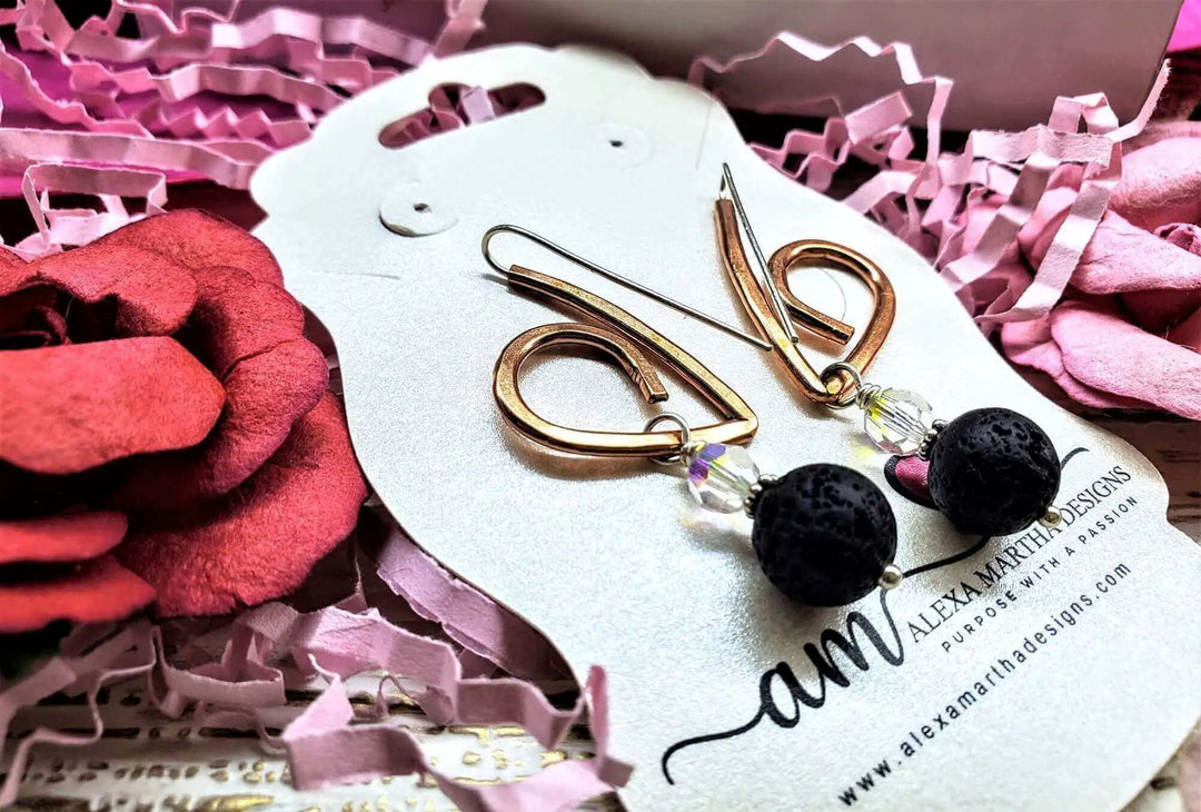 The Benefits of wearing Lava Stone Bead Jewelry showcased in elegant earrings with lava stone beads.