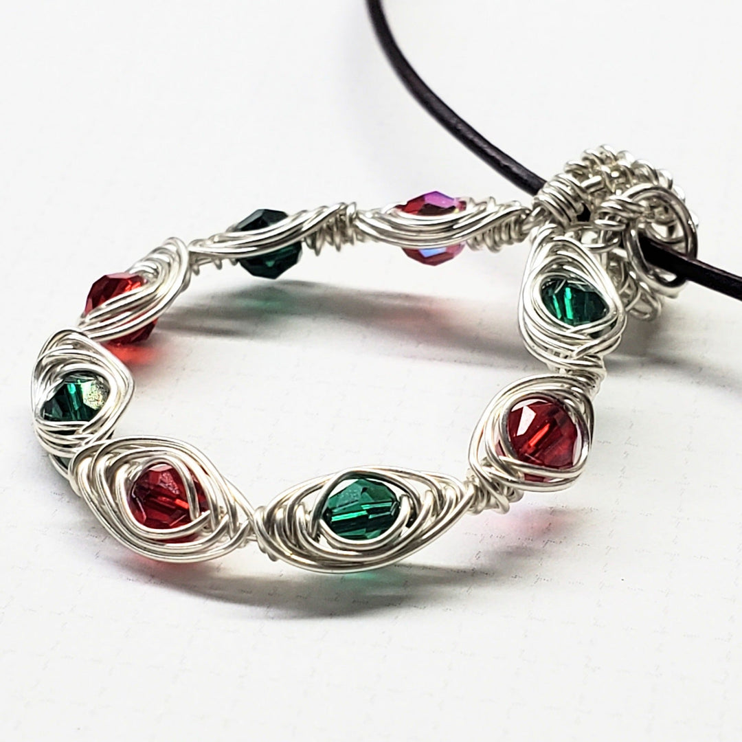 2022 Limited Edition of the Red and Green Holiday Christmas Wreath Necklace - Alexa Martha Designs