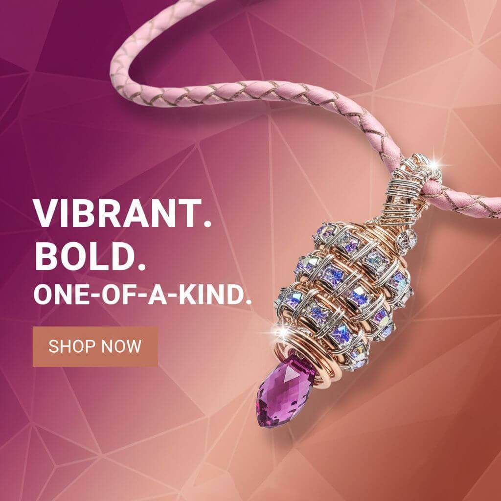 Tubular Wire Coiled Fuchsia Crystal Drop Pendant Necklace elegantly showcased with vibrant colors.