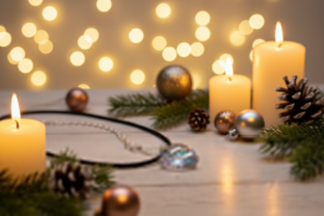 Be My Valentine Silver Set Crystal Heart Choker displayed with candles and festive decor.