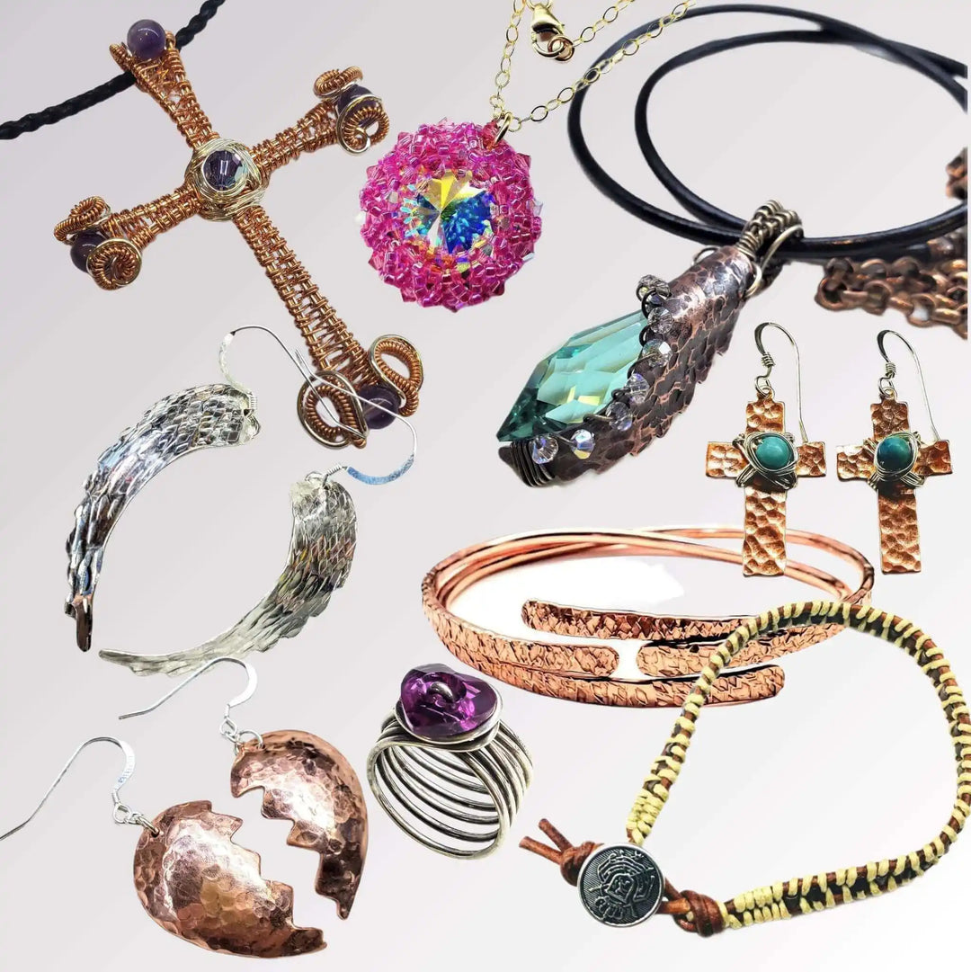 Entire Handmade Products Collection featuring unique jewelry pieces like necklaces, earrings, and bracelets.