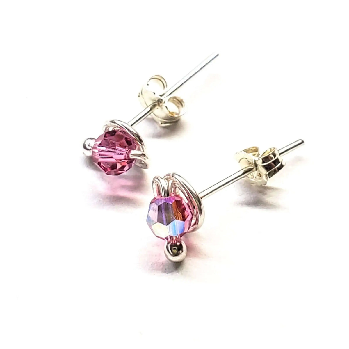 Featured Handmade Jewelry Collection Today - stunning pink crystal earrings with intricate silver settings.