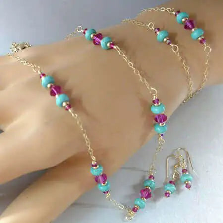 Hot Pink And Turquoise Gemstone Jewelry - Alexa Martha Designs