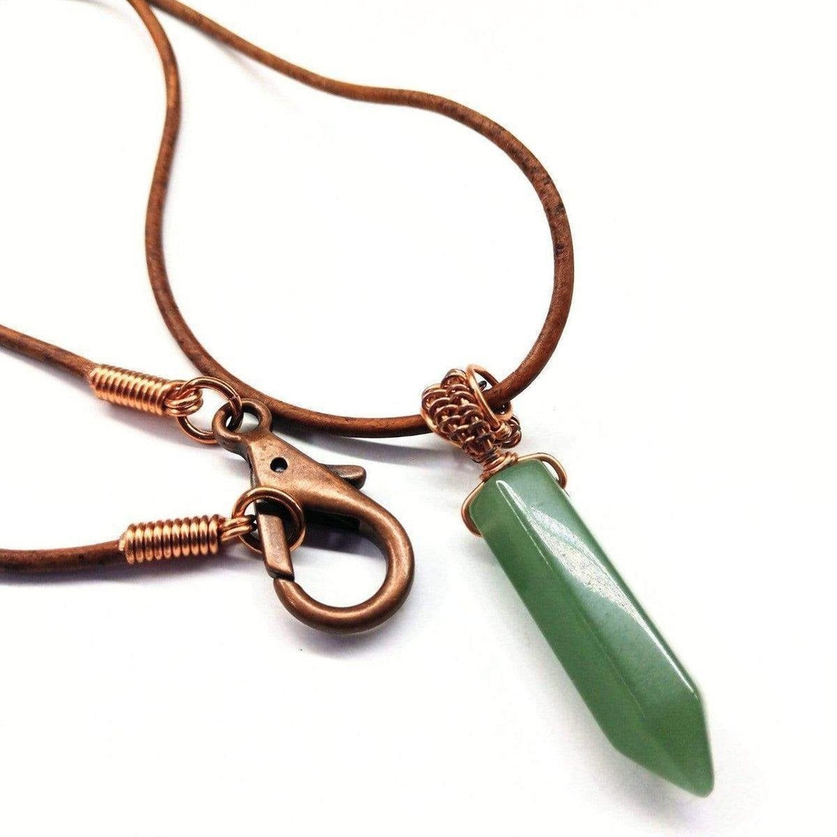 Wire Wrapped Pointed Crystal Leather Necklaces - Alexa Martha Designs