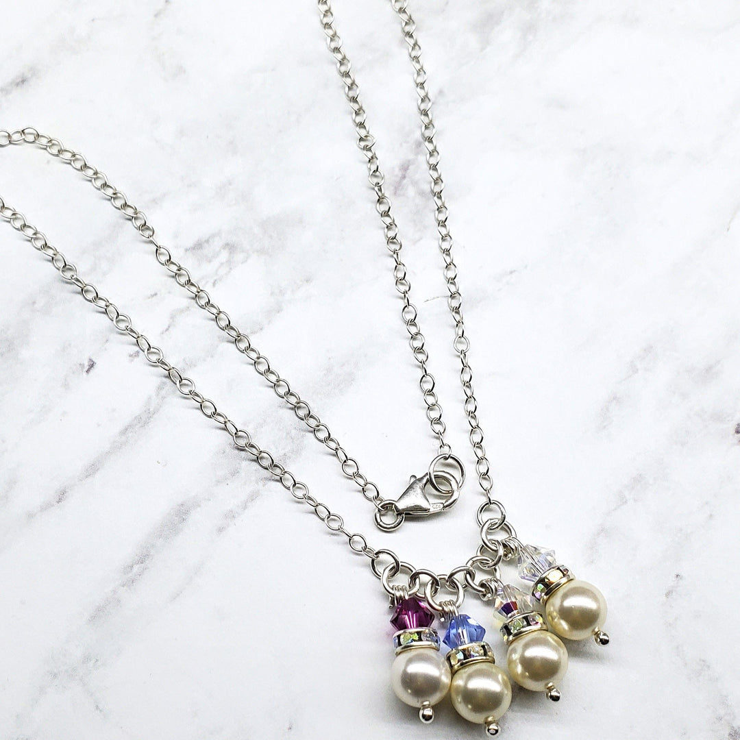 Pearl Crystal Birthstone Mothers Necklace by Alexa Martha