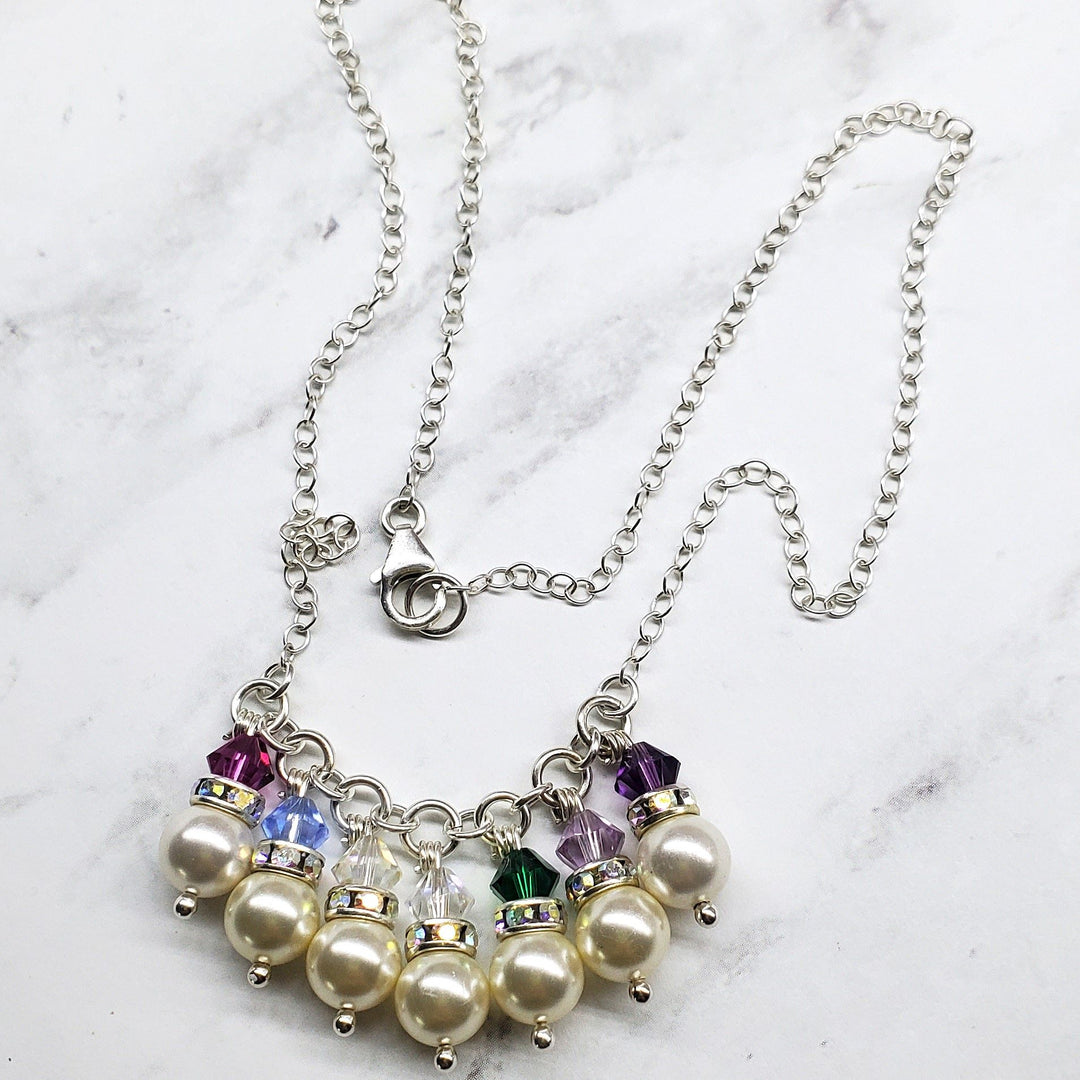 Pearl Crystal Birthstone Mothers Necklace by Alexa Martha