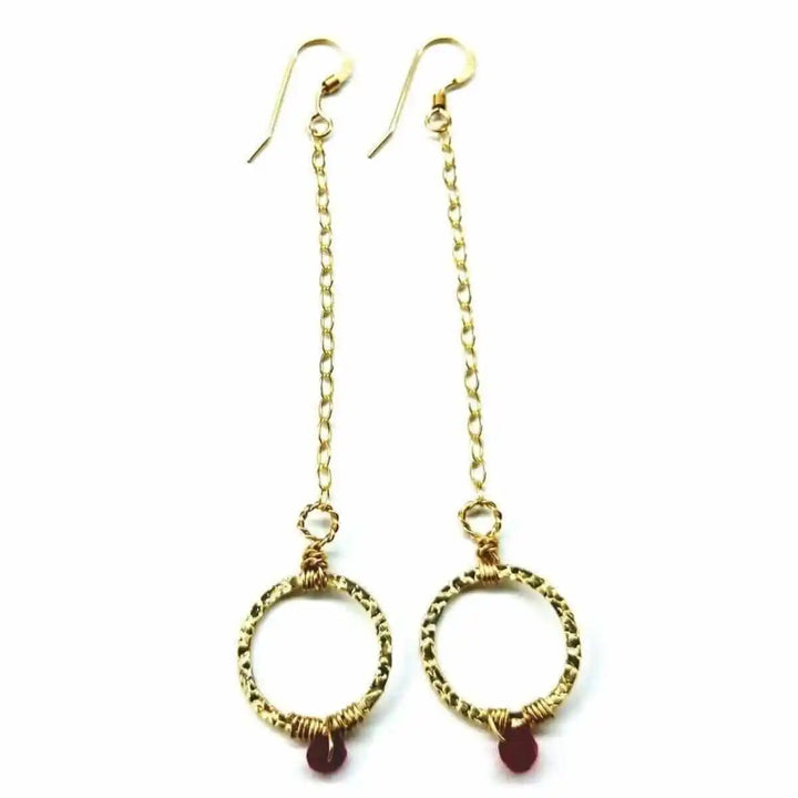 Gold Filled Wrapped Pink Chalcedony Open Circle Earrings featuring a gold filled design and vibrant chalcedony detailing.
