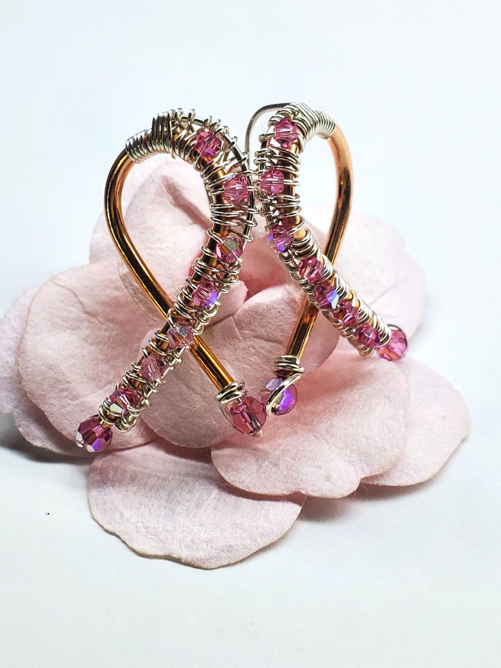 Limited Edition 2023 Ergonomic Breast Cancer Awareness Copper Tube Crystal Earrings and Necklace Set