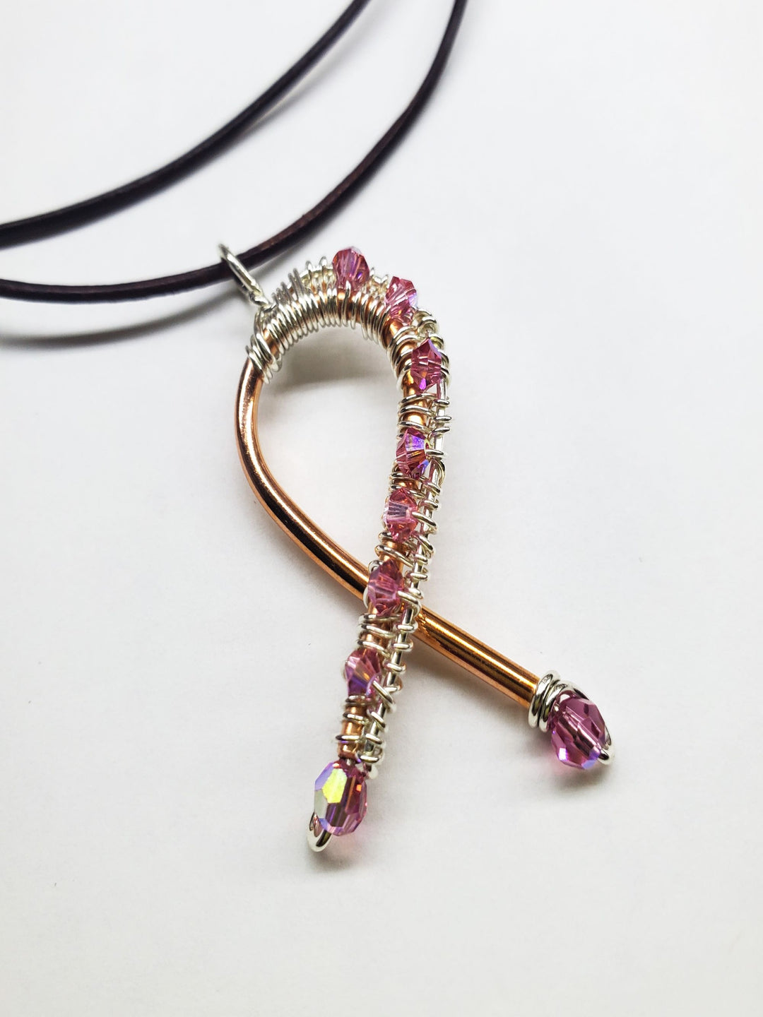 Limited Edition 2023 Ergonomic Breast Cancer Awareness Copper Tube Crystal Earrings and Necklace Set