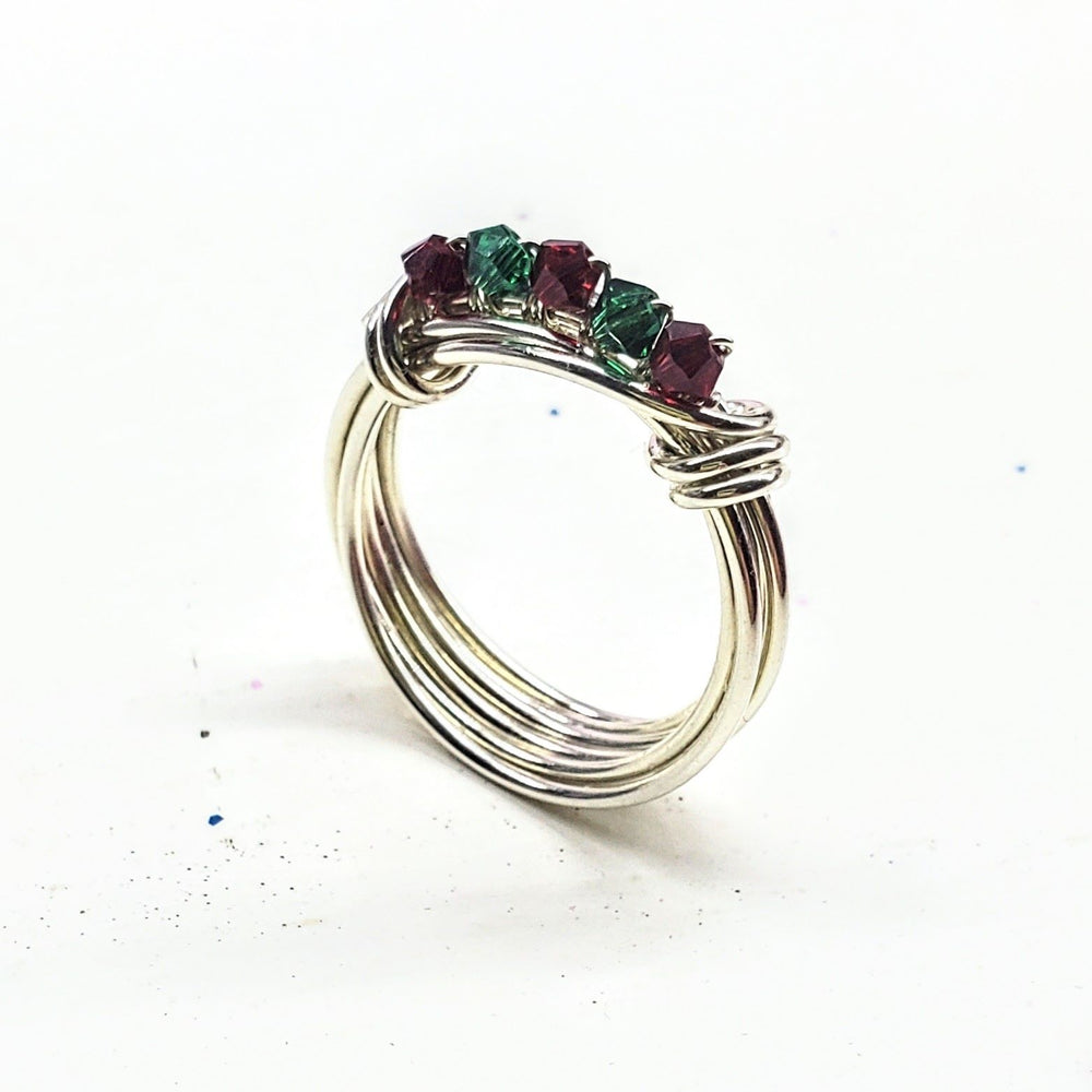 AMDCHB1155-1-AMDCHB1155-2-AMDCHB1155-3-AMDCHB1155-4-AMDCHB1155-5-AMDCHB1155-6 2025 Limited Edition Wire Woven Sterling Silver Red and Green Crystal Wreath Christmas Bundle - Jewelry Set - Alexa Martha Designs   9939274793264