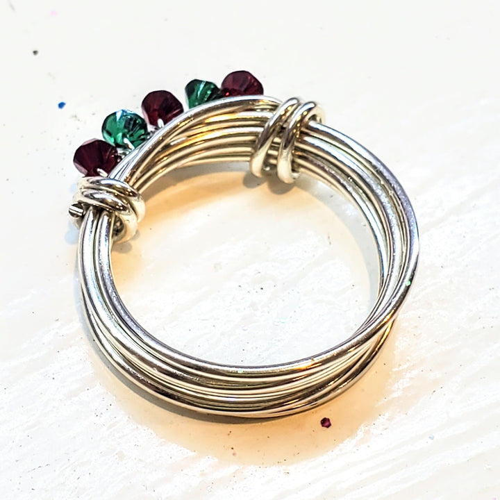 AMDCHB1155-1-AMDCHB1155-2-AMDCHB1155-3-AMDCHB1155-4-AMDCHB1155-5-AMDCHB1155-6 2025 Limited Edition Wire Woven Sterling Silver Red and Green Crystal Wreath Christmas Bundle - Jewelry Set - Alexa Martha Designs   9939274793264