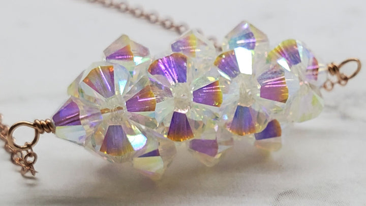 14K Rose Gold Swarovski Crystal Barrel Necklace Handmade- Super Sparkly - Necklace - Alexa Martha Designs   