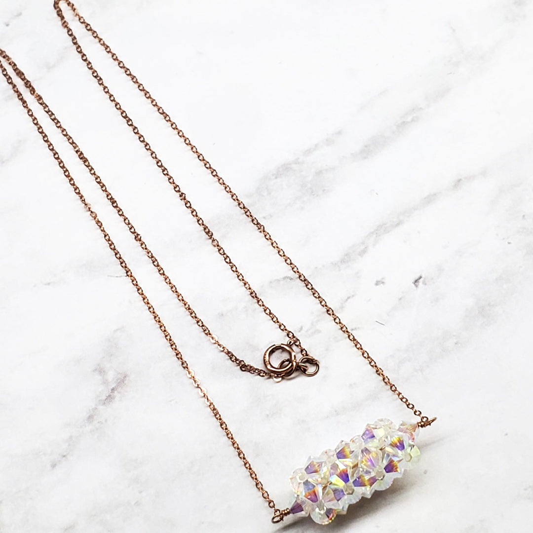 14K Rose Gold Swarovski Crystal Barrel Necklace Handmade- Super Sparkly - Necklace - Alexa Martha Designs   