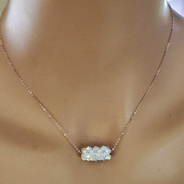 14K Rose Gold Filled Super Sparkly Pastel Crystal Barrel Necklaces