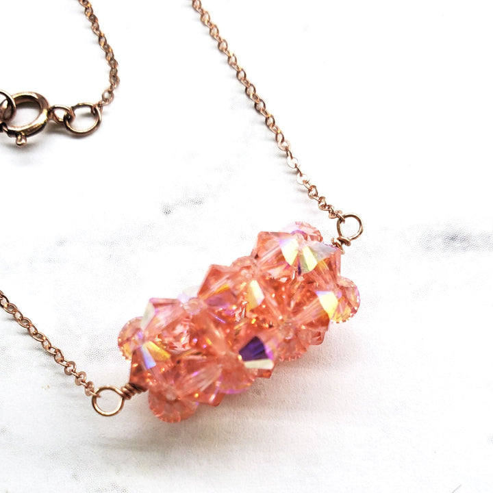 14K Rose Gold Filled Super Sparkly Pastel Crystal Barrel Necklaces