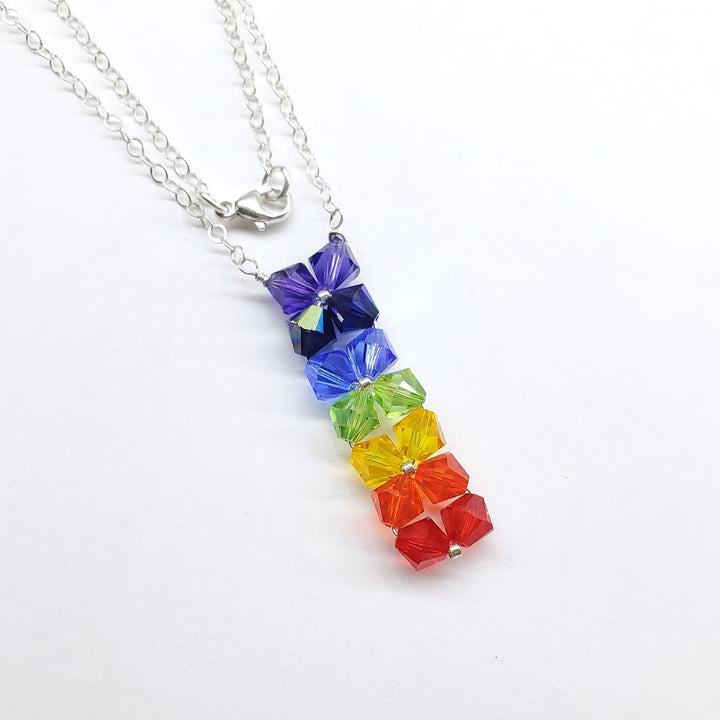 Handmade True Rainbow Crystal Rock Candy Necklace