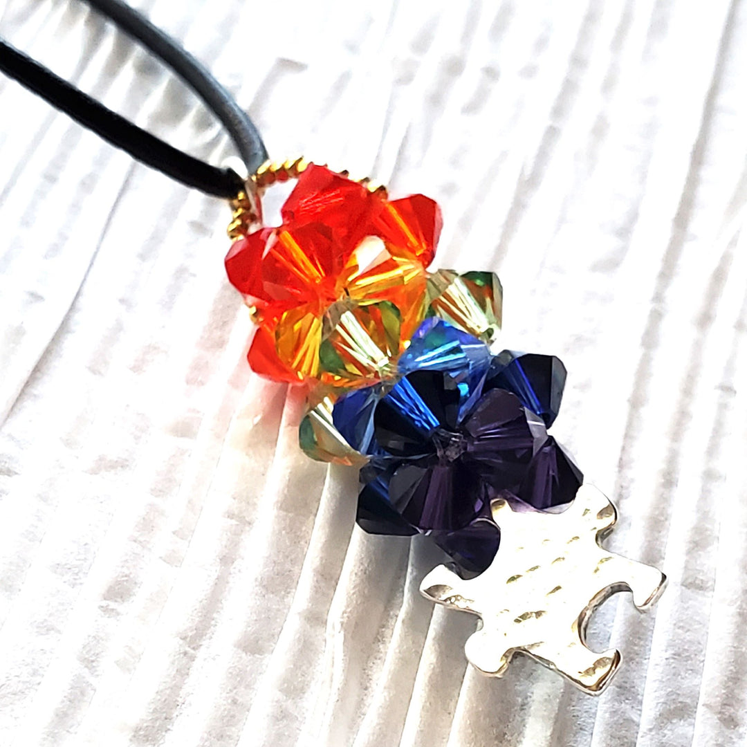Pillar of Rainbow Crystals  Necklace for Autism Awareness
