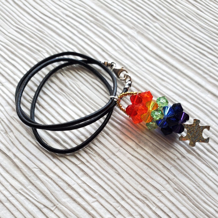 Pillar of Rainbow Crystals  Necklace for Autism Awareness