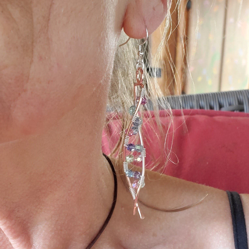 AMD1287 DNA Strand Double Helix Long Crystal Earrings - Earrings - Alexa Martha Designs   9479501119792