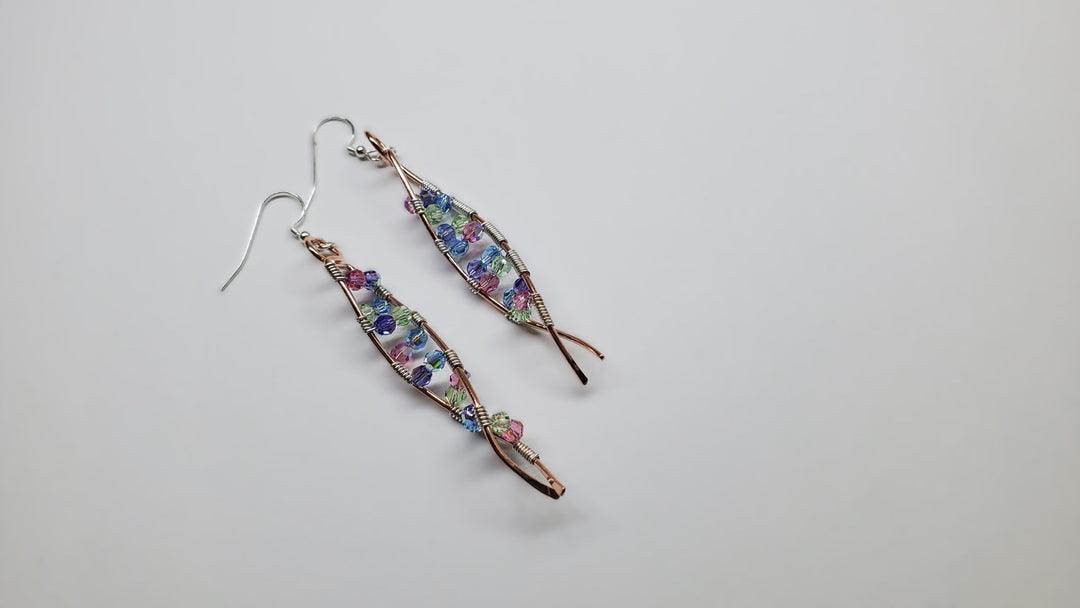 DNA Strand Double Helix Long Crystal Earrings - Earrings - Alexa Martha Designs   