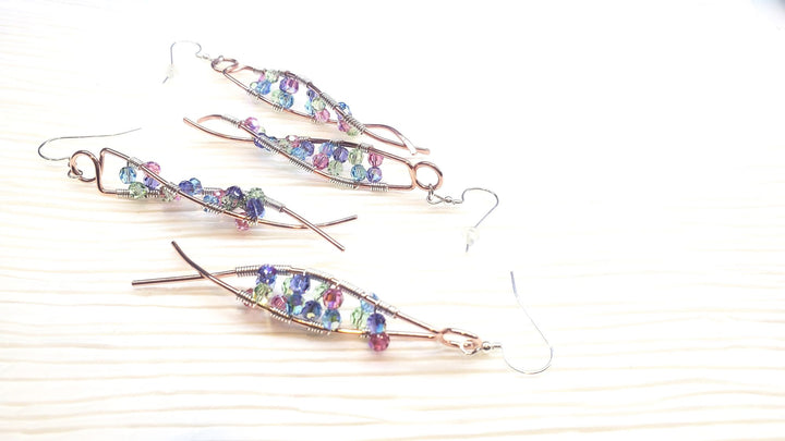 DNA Strand Double Helix Long Crystal Earrings - Earrings - Alexa Martha Designs   