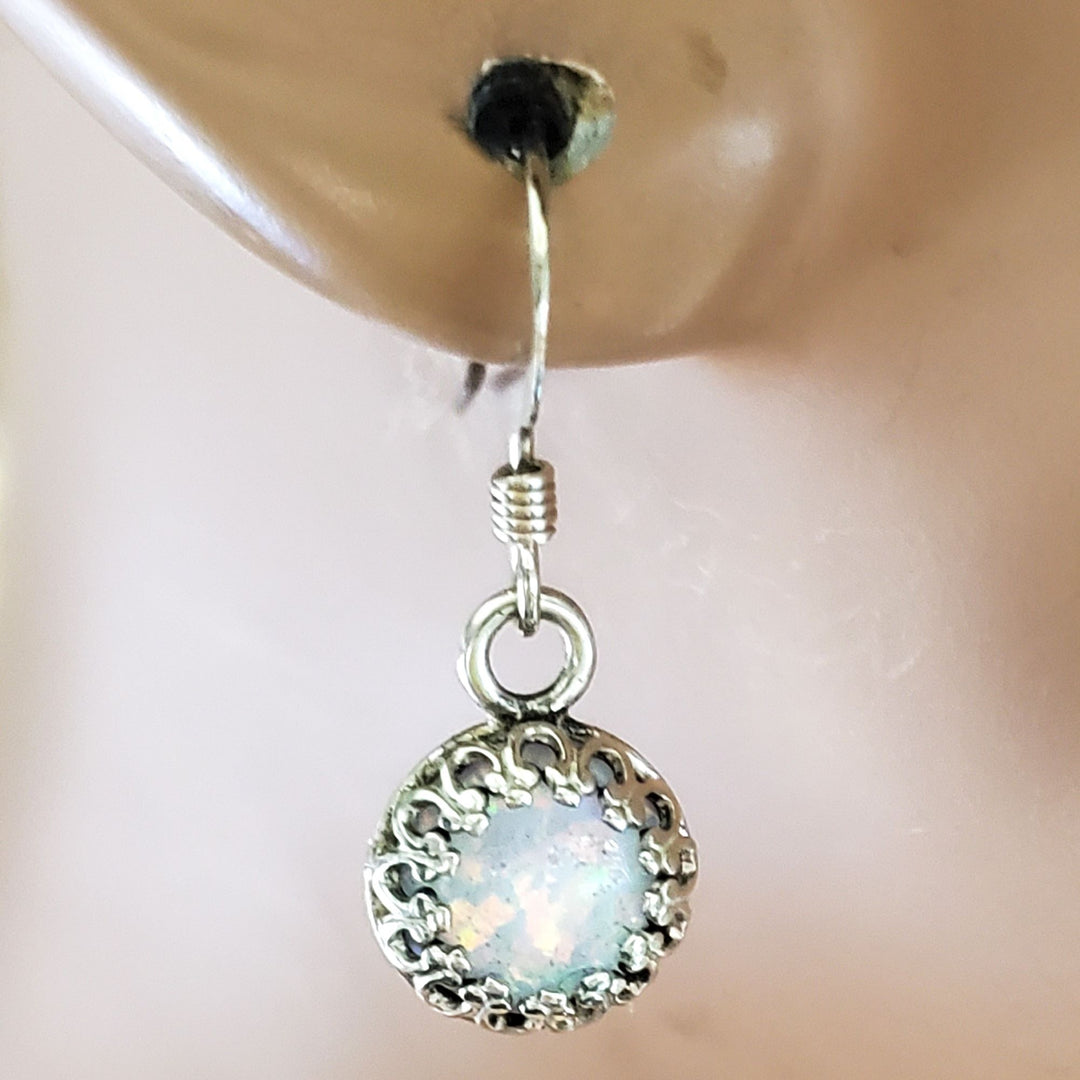 6mm Round 925 Silver Filigree Gemstone Dangle Earrings - Earrings - Alexa Martha Designs   