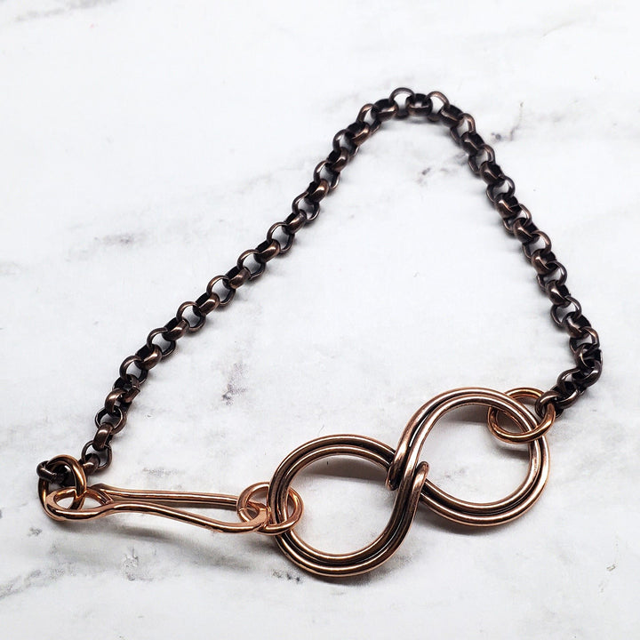 Copper Double Infinity Chain Bracelet