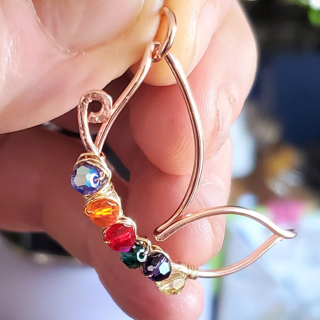 Crystal Wire Wrapped Butterfly Autism Awareness Necklace