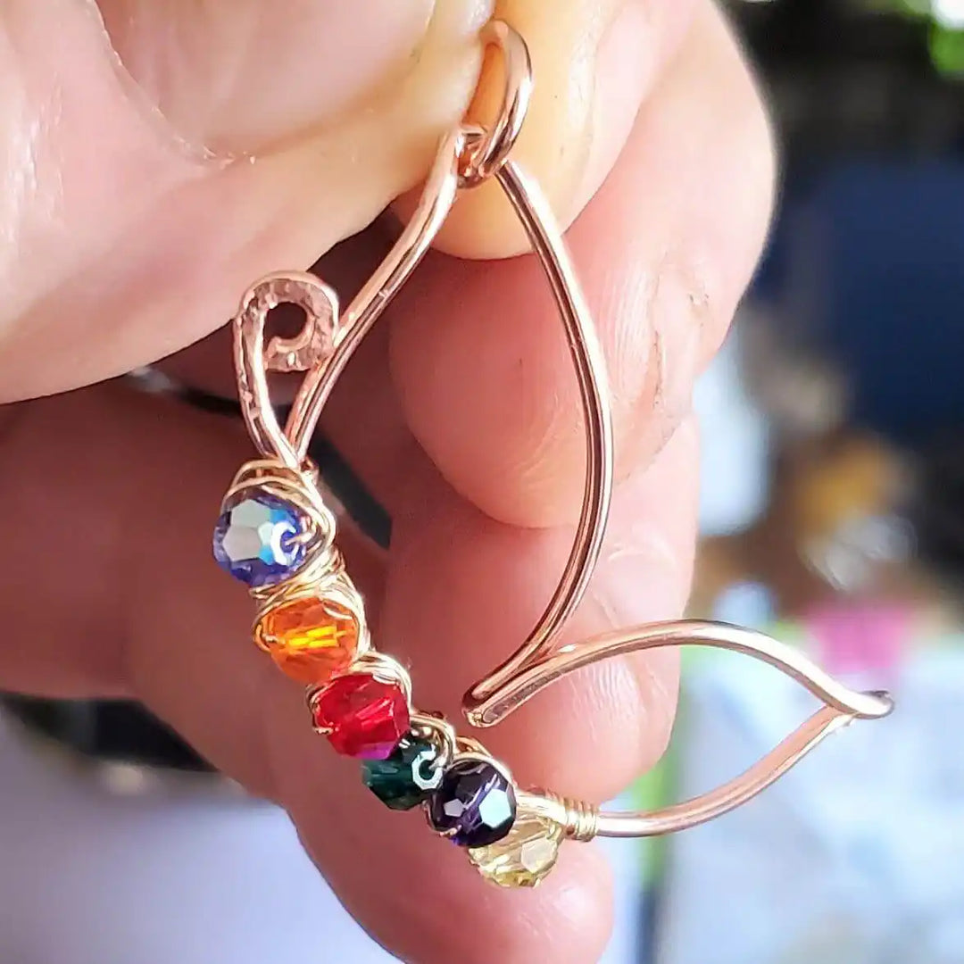 Crystal Wire Wrapped Butterfly Autism Awareness Necklace