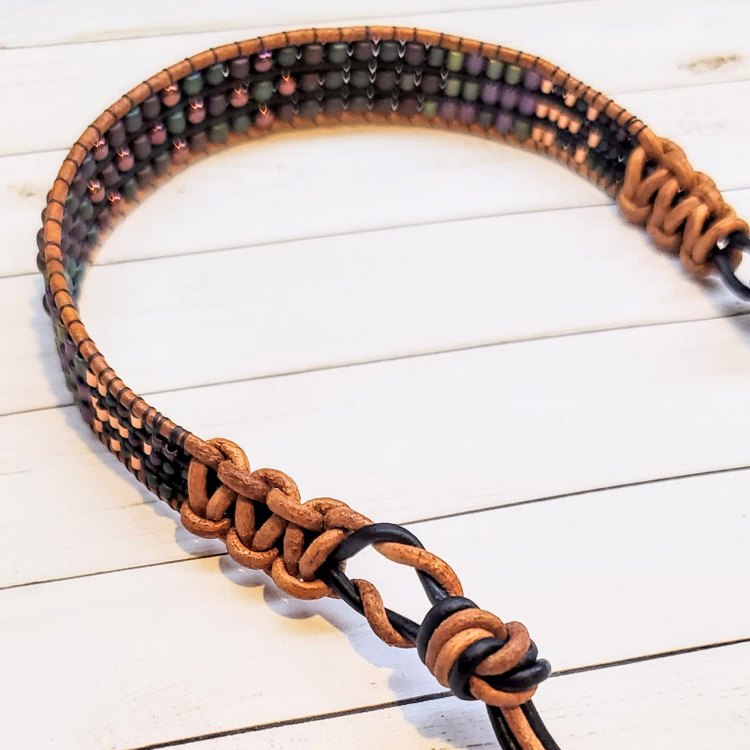 Large Intricate Beaded Leather Tree Of Life Bracelets