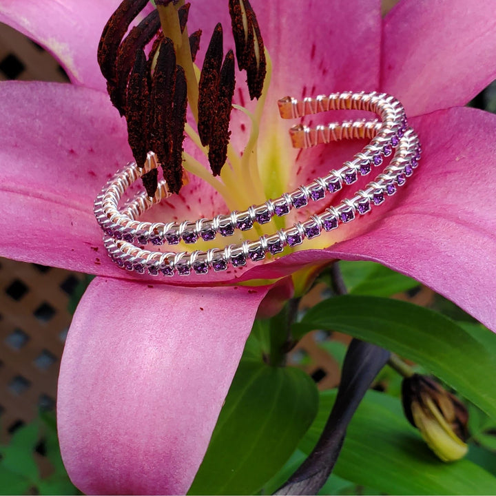 AMD1172-AMD1172-2-AMD1172-3 Wire Wrapped Amethyst Crystal Tennis Bracelet Bangle - Bracelet - Alexa Martha Designs   9707366340