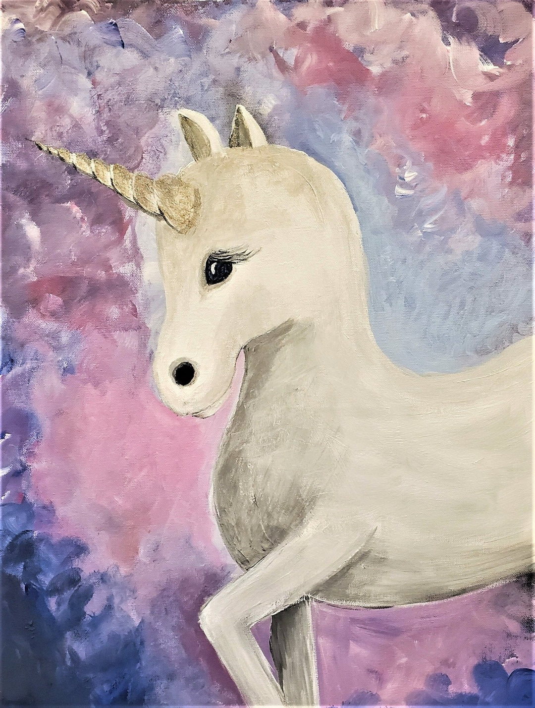 20x16  Acrylic Painting of a Unicorn Colt in the Purple Mist-Limited edition - Acrylic Painting - Alexa Martha Designs   