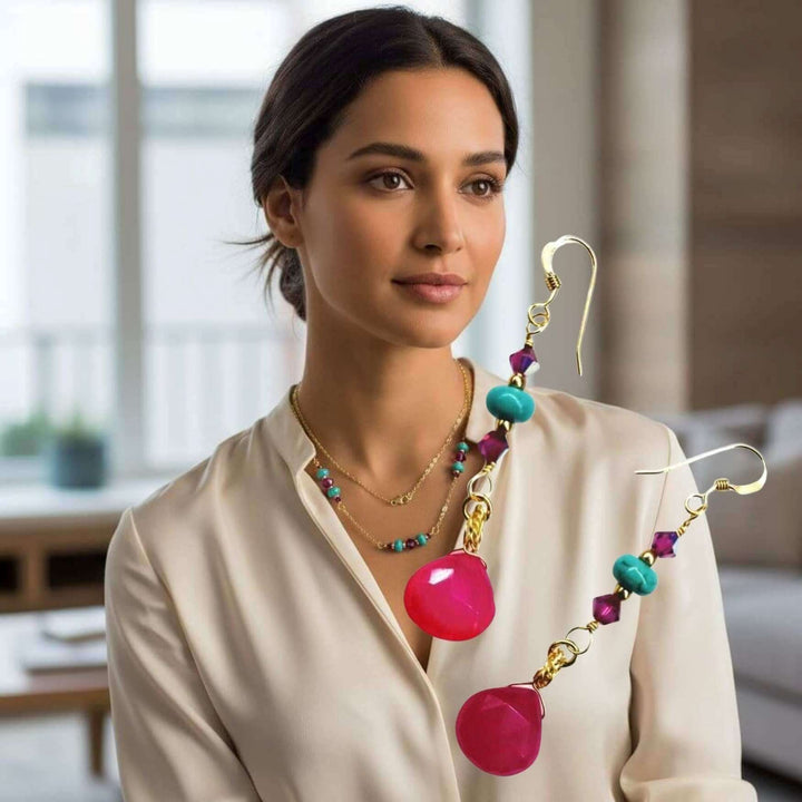 8-Piece Pink &amp; Turquoise Gemstone Jewelry Bundle Save 35%