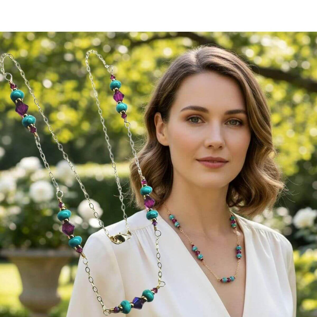 8-Piece Pink &amp; Turquoise Gemstone Jewelry Bundle Save 35%
