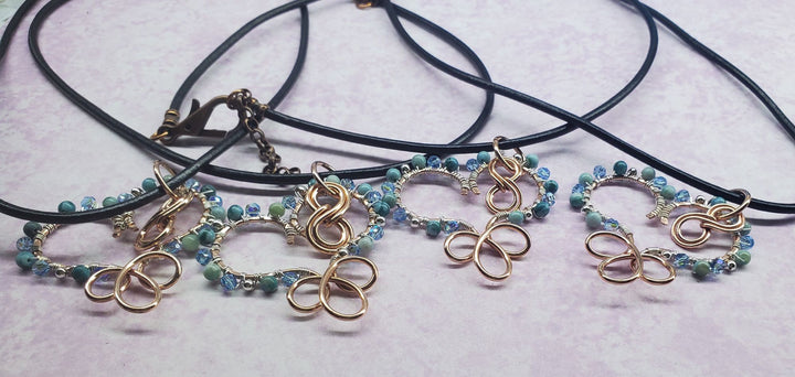 AMD1003-AMD1003-2 Copper Turquoise Wire Sculpted Heart Necklace - Necklaces - Alexa Martha Designs   1145336196