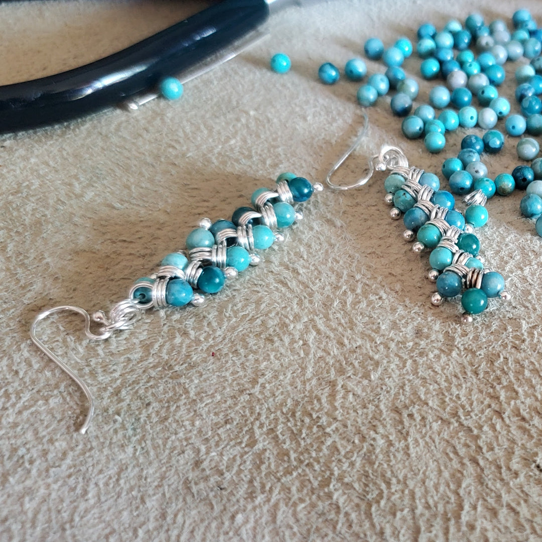 AMD1074 As Seen On TV Jane The Virgin Sterling Silver Turquoise Wire Wrapped Earrings - Earrings - Alexa Martha Designs   