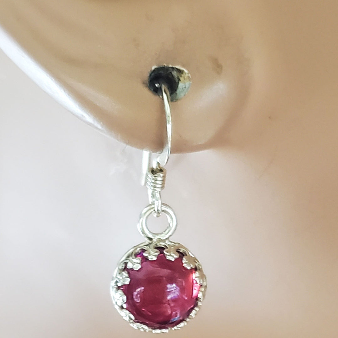 6mm Round 925 Silver Filigree Gemstone Dangle Earrings