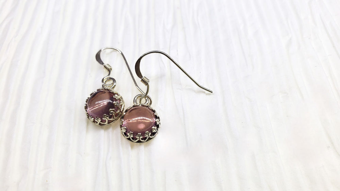 6mm Round 925 Silver Filigree Gemstone Dangle Earrings - Earrings - Alexa Martha Designs   