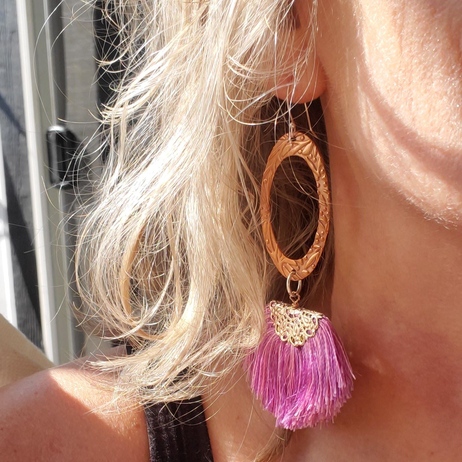 Rose gold tassel earring clearance