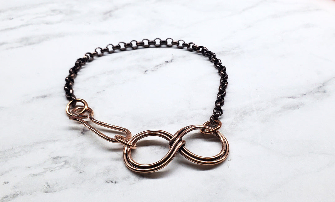 Copper Double Infinity Chain Bracelet