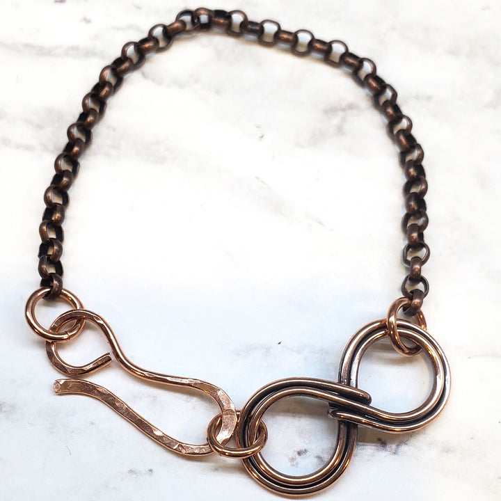 Copper Double Infinity Chain Bracelet