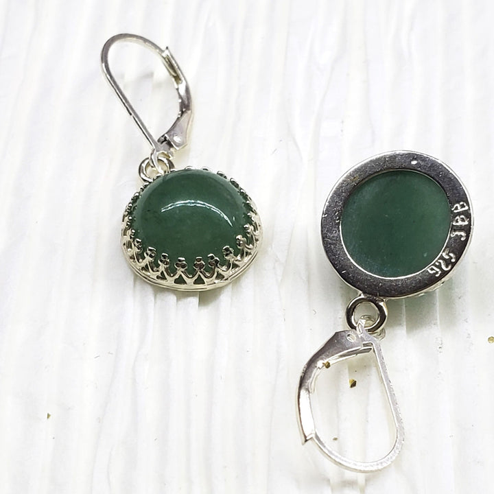 12mm Green Aventurine Round 925 Silver Filigree Dangle Earrings - Earrings - Alexa Martha Designs   