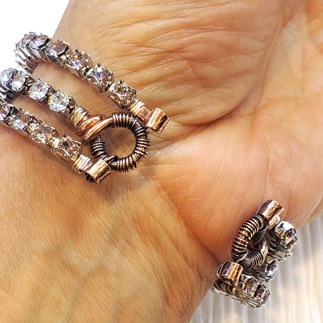 Large Wire Wrapped Triple Glam Crystal Gemstone Cuff - Bracelet/Bangle - Alexa Martha Designs   