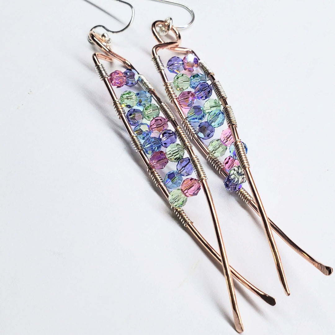 AMD1287 DNA Strand Double Helix Long Crystal Earrings - Earrings - Alexa Martha Designs   9479501119792