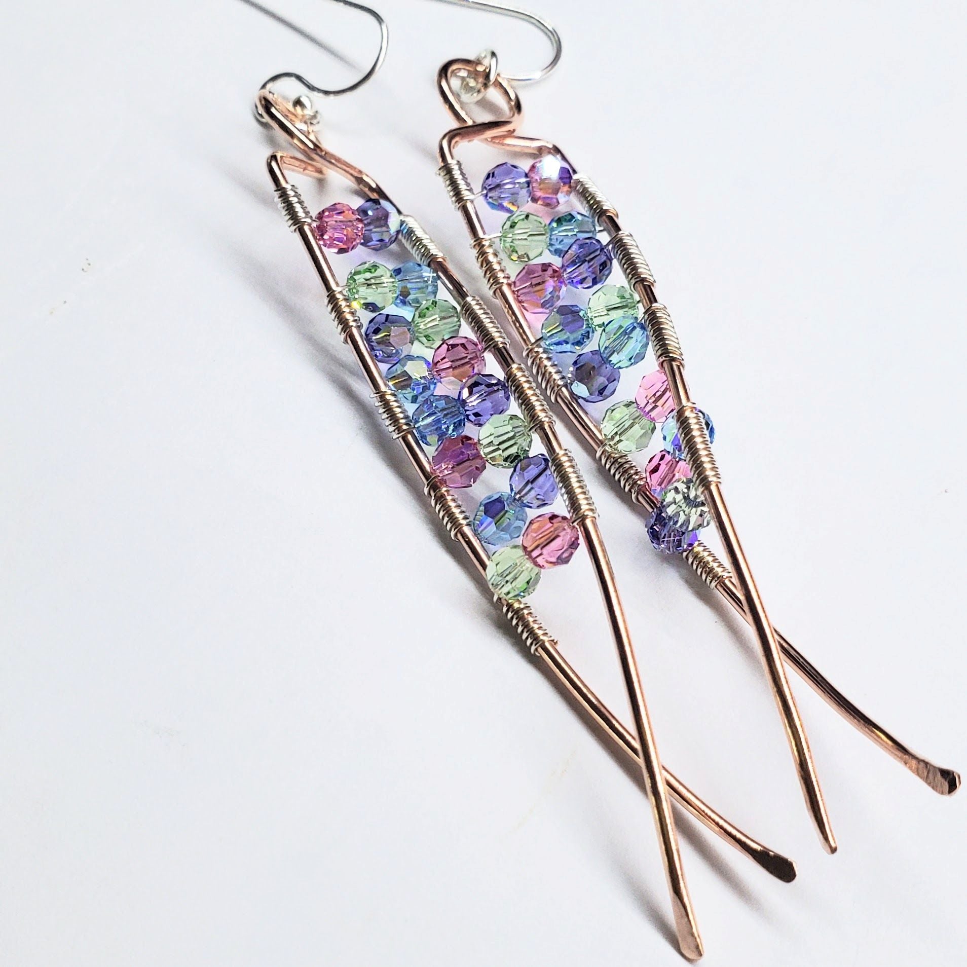 AMD1287 DNA Strand Double Helix Long Crystal Earrings - Earrings - Alexa Martha Designs   9479501119792
