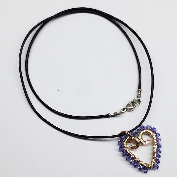 Wire Wrapped Open Heart Crystal Necklace - Necklace - Alexa Martha Designs   