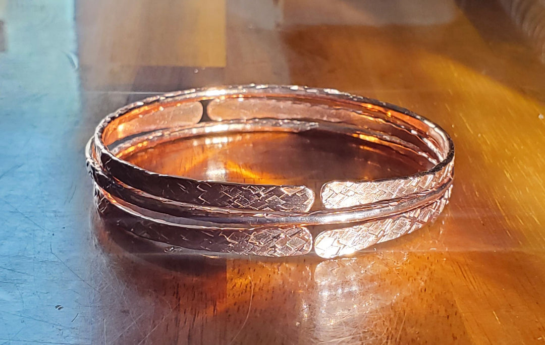 Stackable Hammered Double Canted Angle Bangles - Bangles /Bracelets - Alexa Martha Designs   