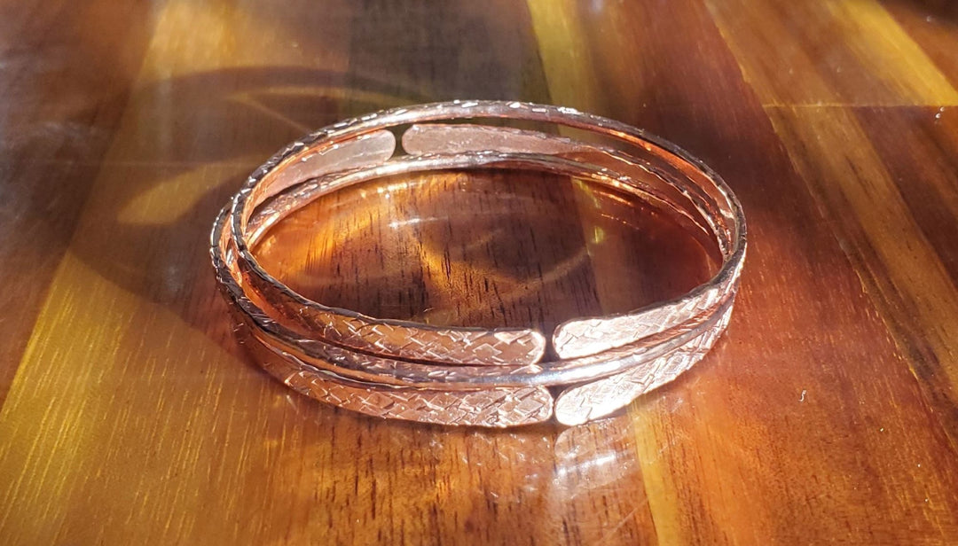 Stackable Hammered Double Canted Angle Bangles