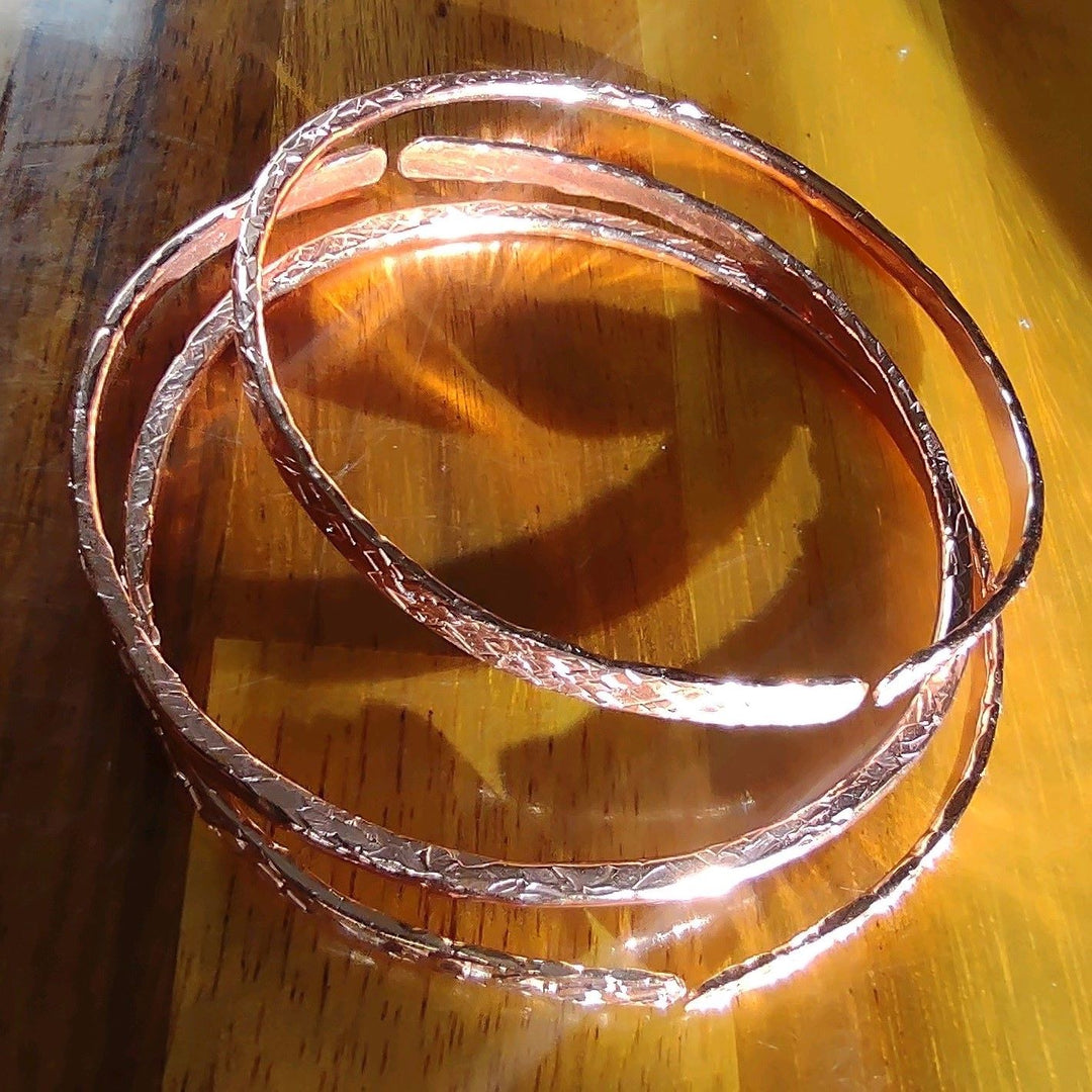 Stackable Hammered Double Canted Angle Bangles - Bangles /Bracelets - Alexa Martha Designs   