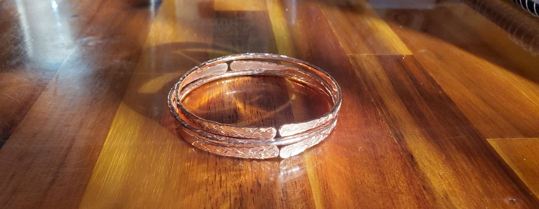 Stackable Hammered Double Canted Angle Bangles - Bangles /Bracelets - Alexa Martha Designs   